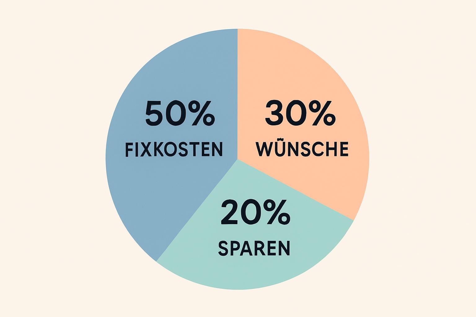 Headergrafik mit Kreisdiagramm zur 50-30-20-Regel für die Budgetplanung.
