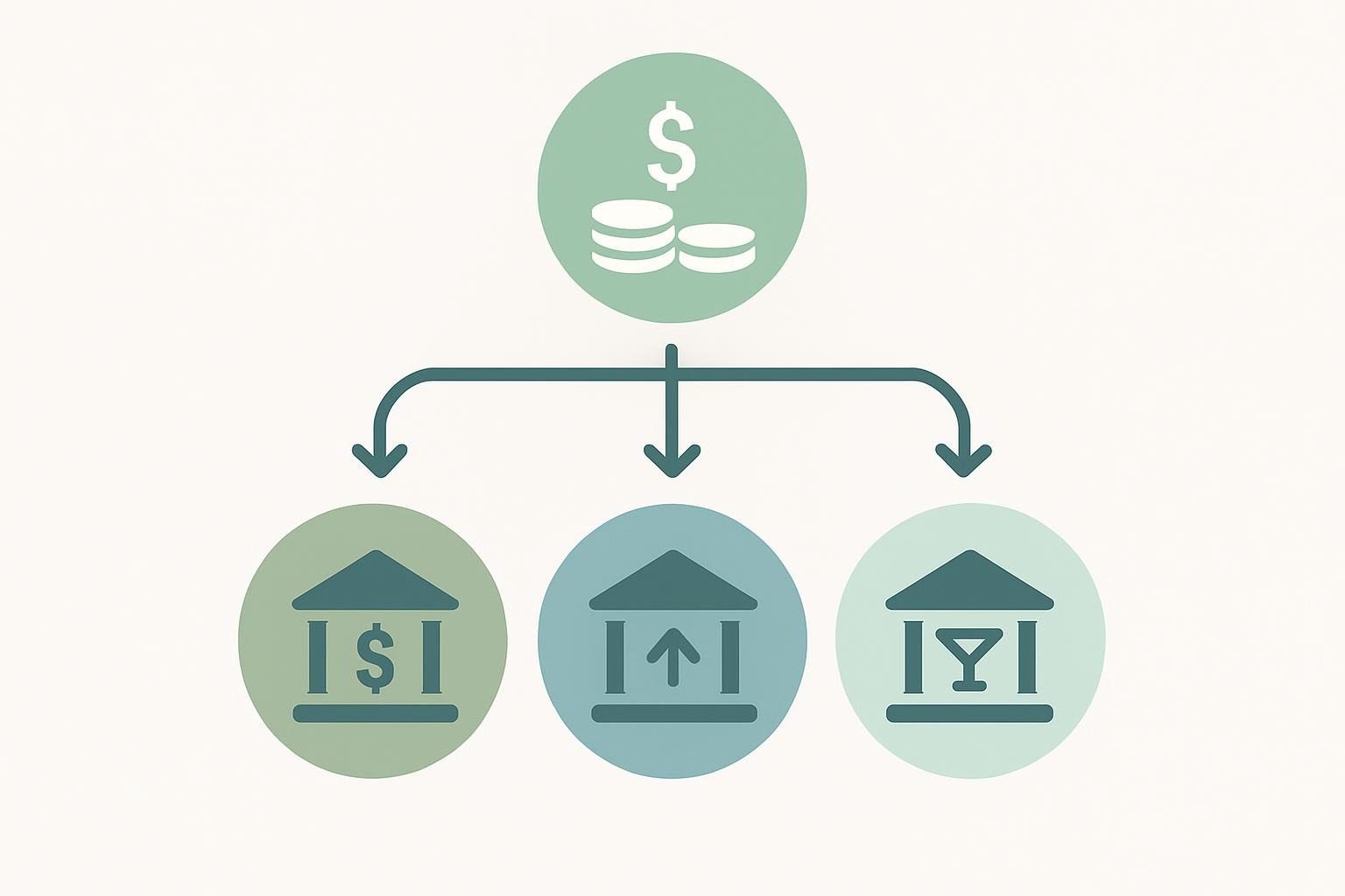 Infografik: Drei-Konten-Modell – automatisiertes Sparsystem für Finanzen ohne Willenskraft